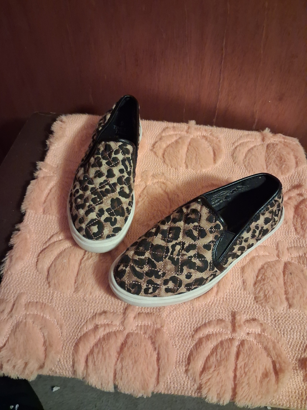 Time and Tru Leopard Slip-On Flats in Tan and Black